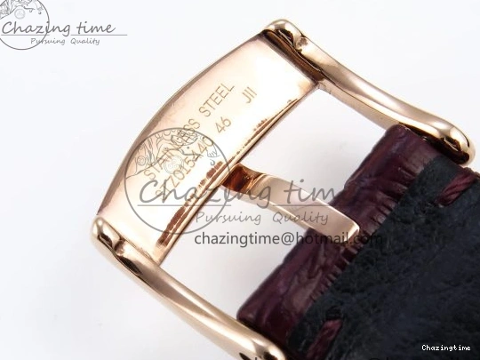 0219 Modern De Ville Date RG MKF 1:1 Best Edition White Textured Dial Roman Marker on Brown Leather Strap A 7752